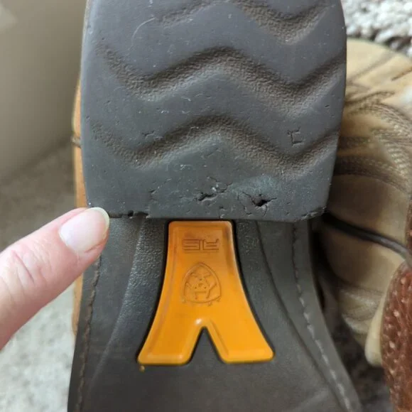 Ariat Heritage Roughstock Square Toe Leather Boots Brown Mens Size 10.5-lp - Picture 9 of 14